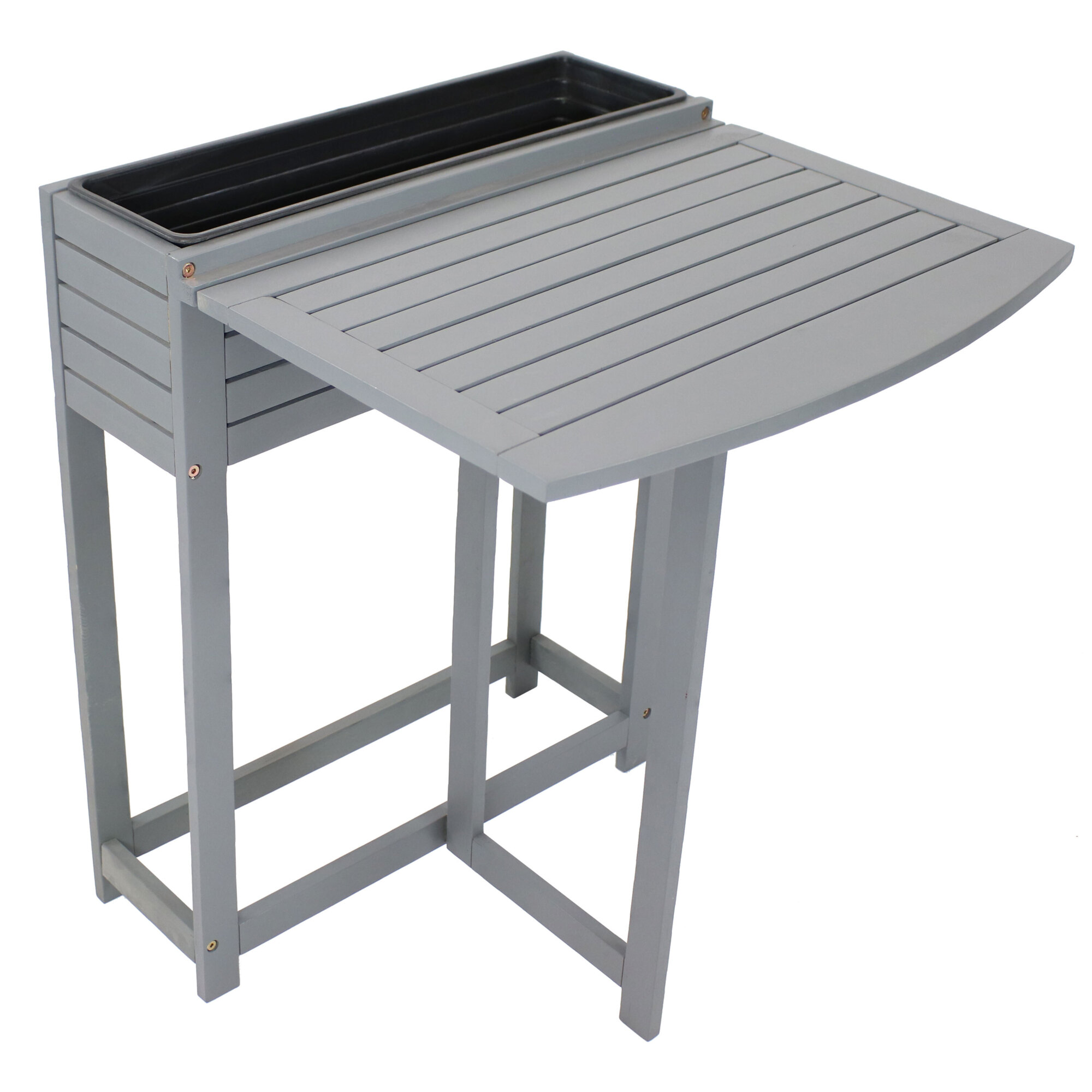 Sunnydaze Decor, Acacia Table with Planter - Gray, Material Wood, Model# NPH-458